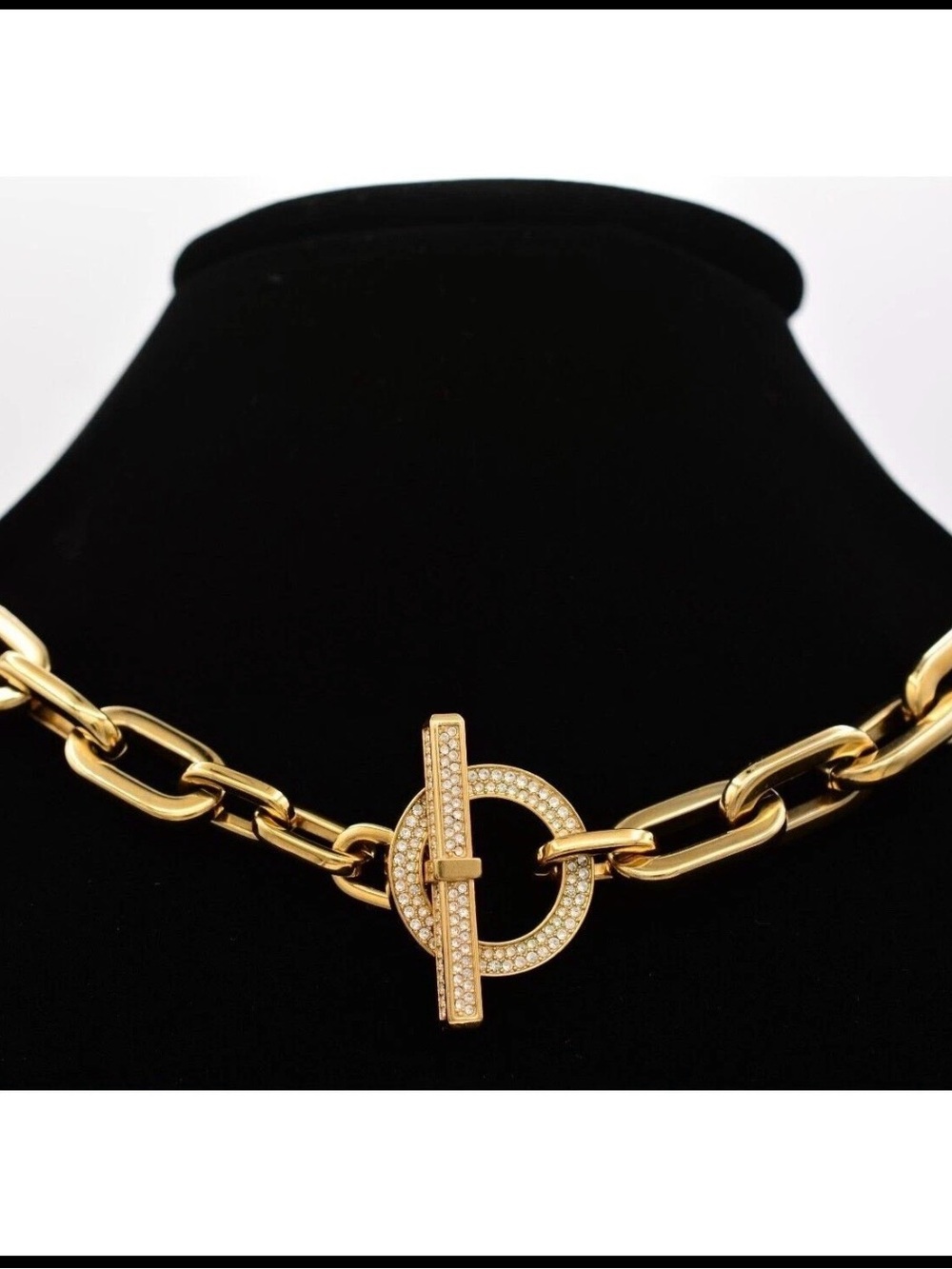 Michael Kors Cityscape Collar Necklace Toggle Choker Gold Chain